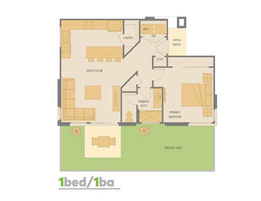 Floor plan 1 bed 1 bath