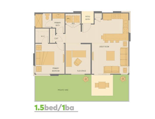 Floor plan 1.5 bed 1 bath