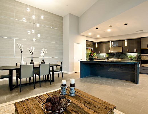 Dining area with kitchen view