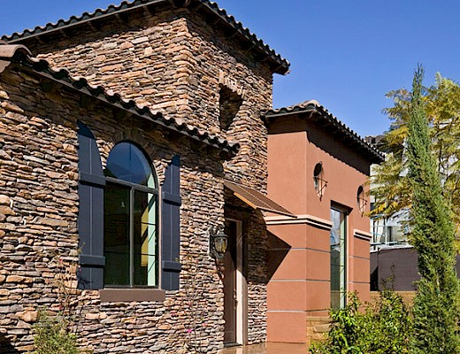Home front with stone detail