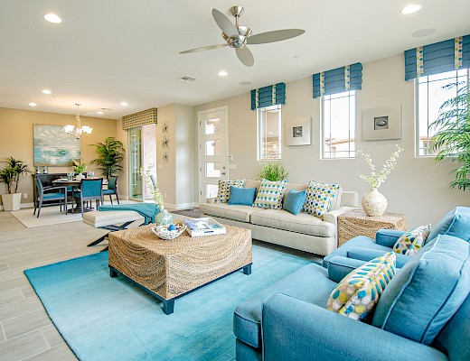 Living room with dining area view