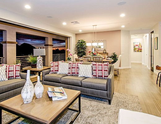 Living room with dining area view