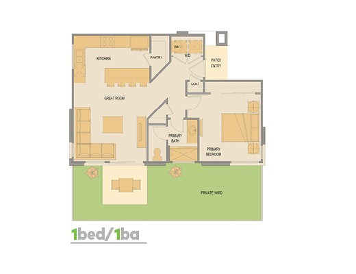 Floor plan 1 bed 1 bath