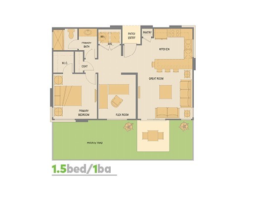 Floor plan 1.5 bed 1 bath