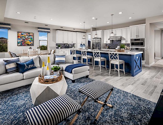 Living room with kitchen view